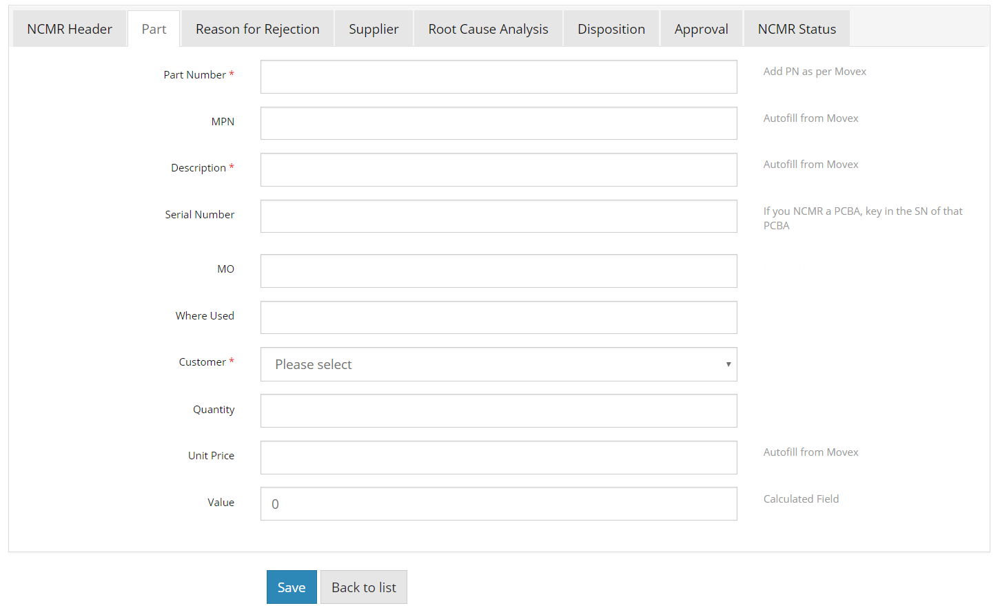 NS-NCMR - Non Conforming Materials Management System | Nick's Software